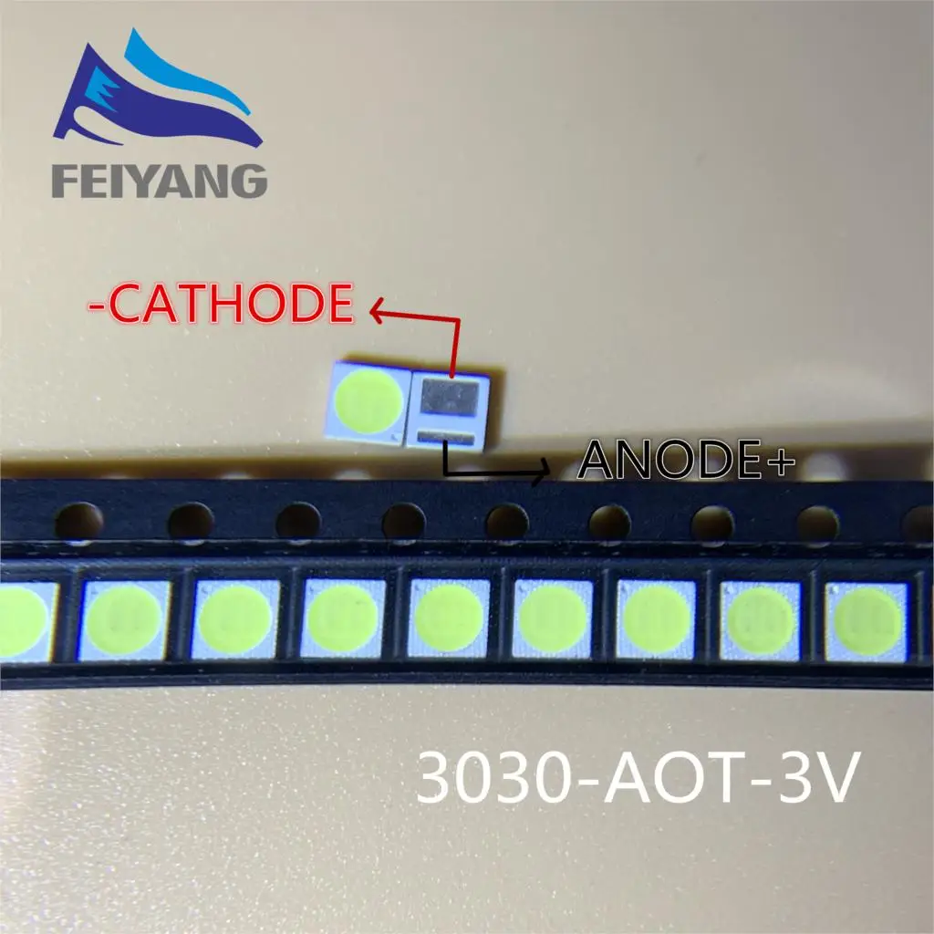 50 шт. AOT подсветка высокой мощности Светодиодный 1,5 Вт 3 в 3030 94LM холодный белый ЖК-подсветка для ТВ приложения EMC 3030C-W3C3 aot