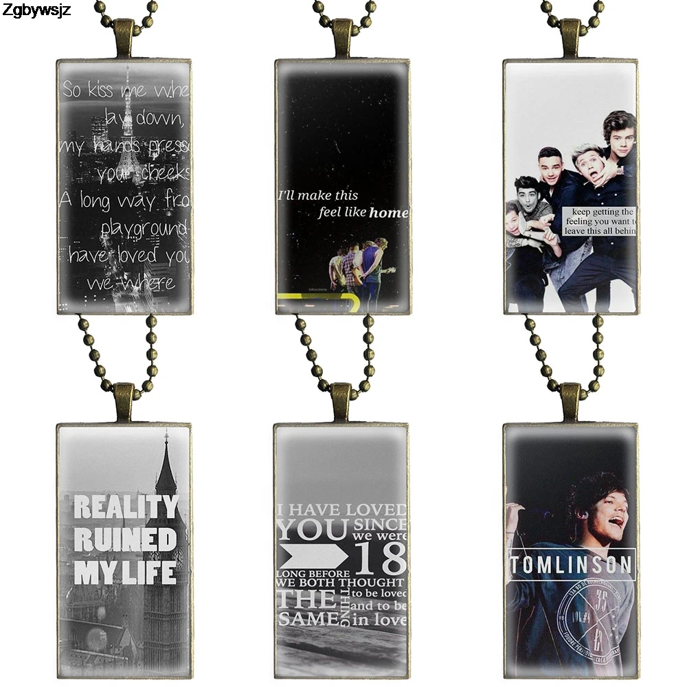5sos 1d однонаправленный коллаж со стеклянной подвеской ожерелье с в виде Галактики