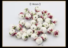  10Pcs/lot 8MM 10MM 12MM 14MM Loose Beads DIY Handmade Flower Pattern Porcelain Ceramic Round Beads Jewelry Making 