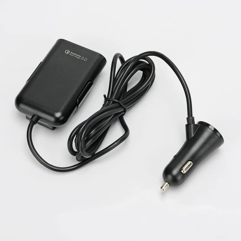 4 USB Автомобильное зарядное устройство с кабелем 1,7 м 3,0 Автомобильное быстрое зарядное устройство четыре задних зажима USB заднее автомобильное зарядное устройство для планшета смартфона iPhone адаптер