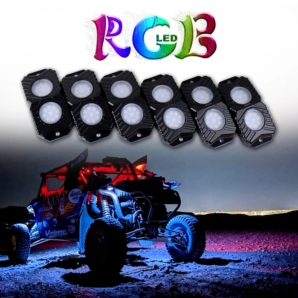 Off-Road Truck SUV ATV Rock Lights with Phone App Remote Control & Timing & Music Mode & Flashing Neon Lights