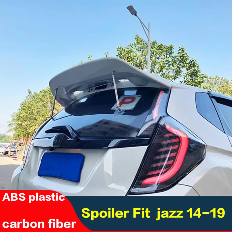 

For Honda Fit Jazz carbon Spoiler 14-19 High quality colored carbon fiber rear wing ABS plastic GK5 tail fin car spoiler JDM Fit