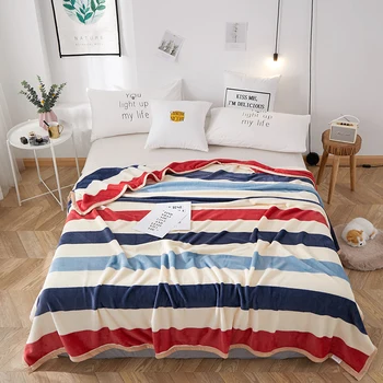

Stripe blankets cartoon quilts twin full queen king fashion blankets soft Throw Flannel blankets on Bed/car/sofa luxury rugs