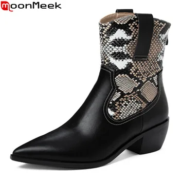

MoonMeek 2020 Large size 33-46 fashion ankle boots square heels pointed toe mixed colors ladies shoes winter women boots