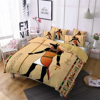 

HELENGILI 3D Bedding Set Ancient Egypt Print Duvet Cover Set Bedcloth with Pillowcase Bed Set Home Textiles #AJ-04