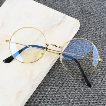 

Vintage Round Metal Frame Blue Light Blocking Personality Clear Lens Eye Glasses Eye Protection Anti Blue Ray Mobile Phone Game