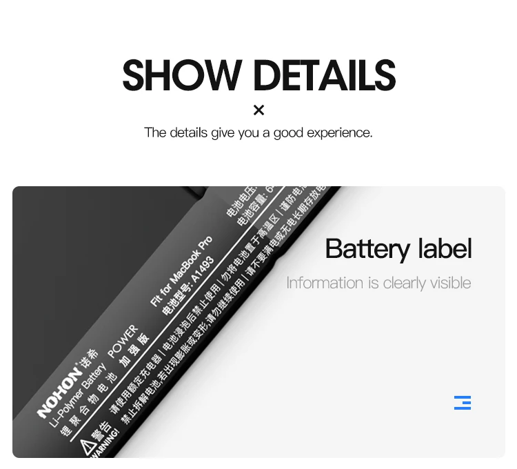 NOHON Аккумулятор для ноутбука A1493 для Apple MacBook Pro retina 1" A1502 Late 2013 Mid ME864 ME865 11,34 V 6400mAh