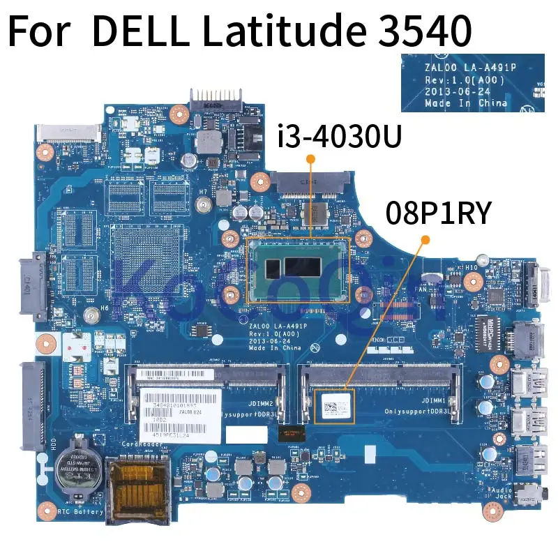 

Материнская плата для ноутбука DELL Latitude 3540 i3-4030U материнская плата для ноутбука 08P1RY SR1EN DDR3