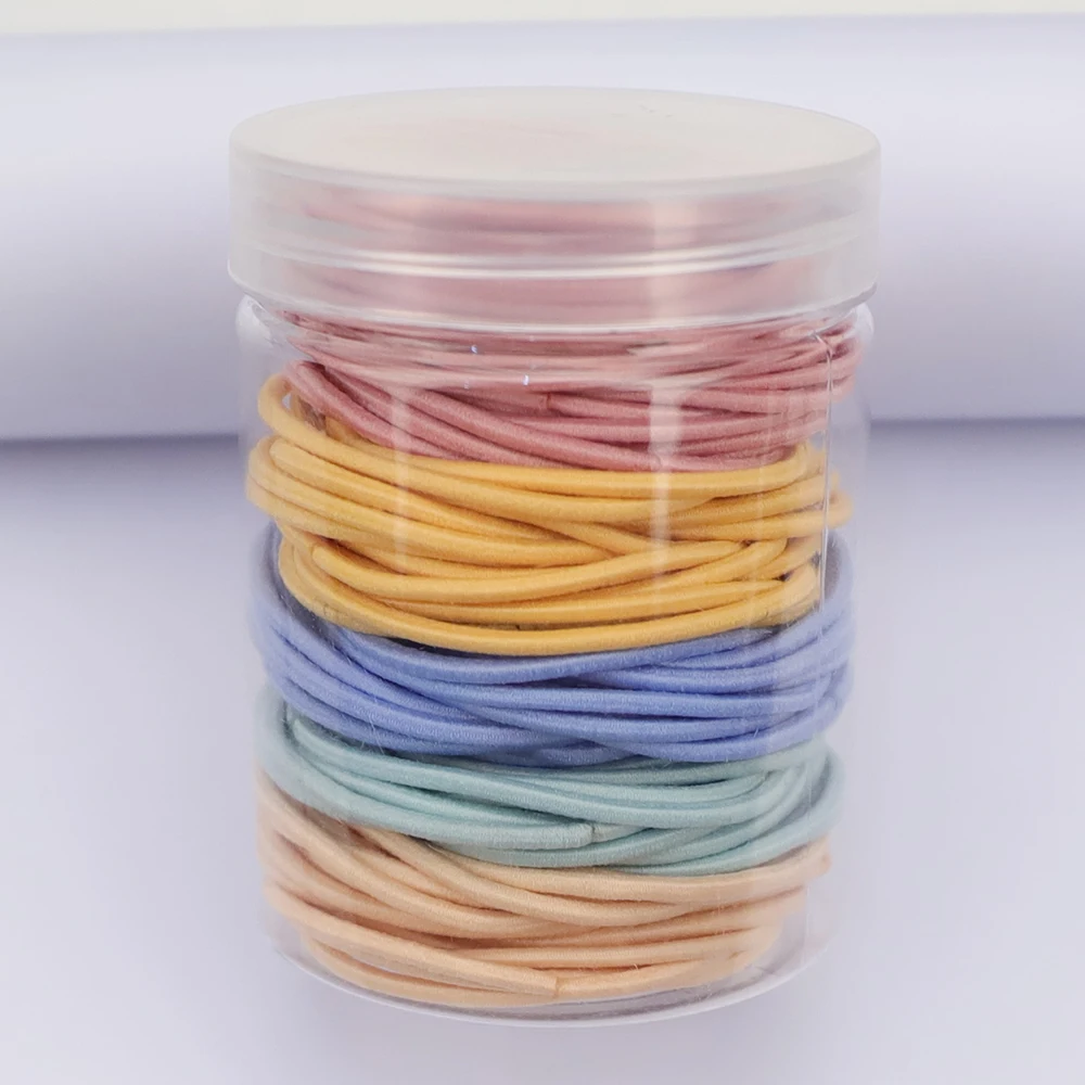 Cream color 1 100 шт, бутылка, 4 см, эластичные резинки, 2 мм, толстые, цветные, тонкие, базовые, для детей, девочек, женщин, аксессуары для волос, милый галстук, резинка для волос - Цвет: Cream color 1