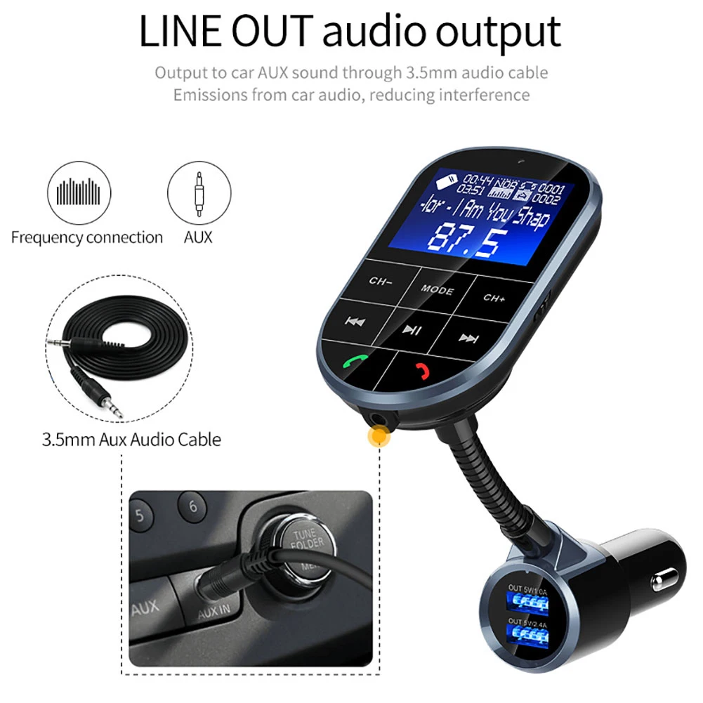 Bluetooth Handsfree автомобильный fm-передатчик радио адаптер двойной USB зарядное устройство mp3-плеер