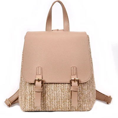 Khaki Kajie2019 модный соломенный рюкзак для женщин, летний рюкзак для девочек-подростков, Качественные рюкзаки дорожные сумки, книги, рюкзак, Прямая поставка - Цвет: Khaki