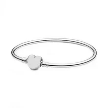 Браслет MOMENTS из стерлингового серебра с логотипом в виде сердца, Настоящее 925 пробы, серебряный браслет в форме сердца, подходит для оригинальных шармов, ювелирное изделие своими руками