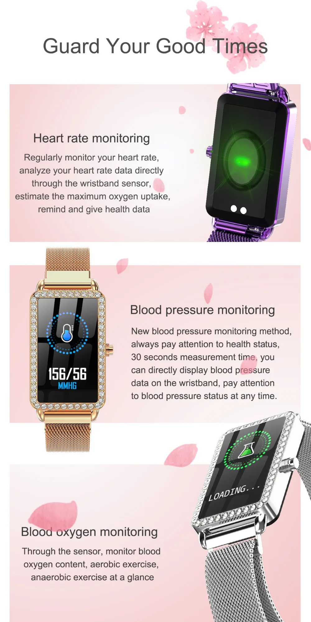 Модный женский умный фитнес-браслет монитор кровяного давления с пульсометром мультиспортивный режим для девочек Smartwatch для Xiaomi IOS Android