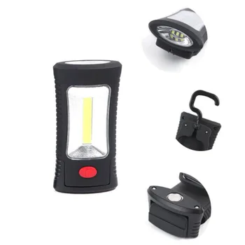 

2 LEDs COB work flashlight Protable hand Magnetic camping with Hook stand flash light torch lamp AAA battery working lighting