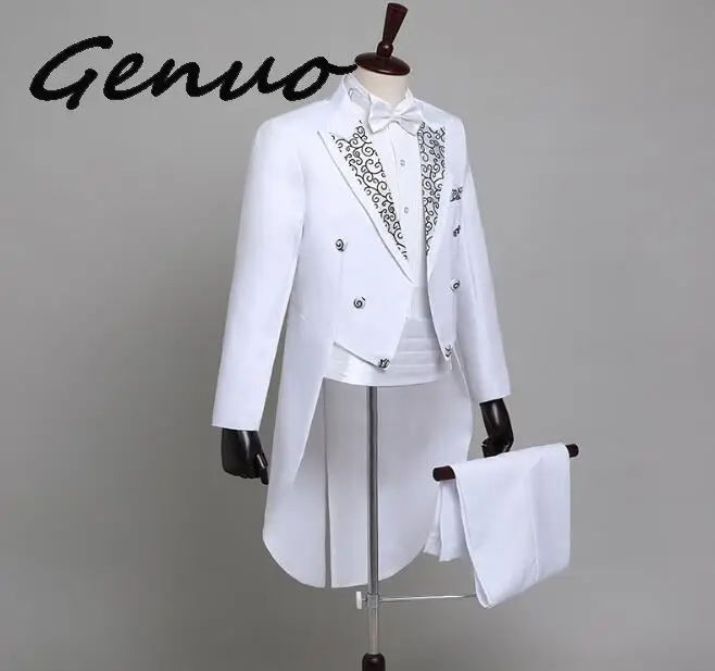 Genuo {Jacket+ pan} мужской сценический комплект для шоу, платье с ласточкиным хвостом, ведущая игра на фортепиано, Лучший человек, добро пожаловать в танцевальный сервис