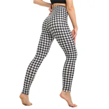 

YRRETY High Waist Leggings Pants Fitness Graffiti Women Fashion Houndstooth Push Up Running Elastic Trousers Stripe Dot Bottom