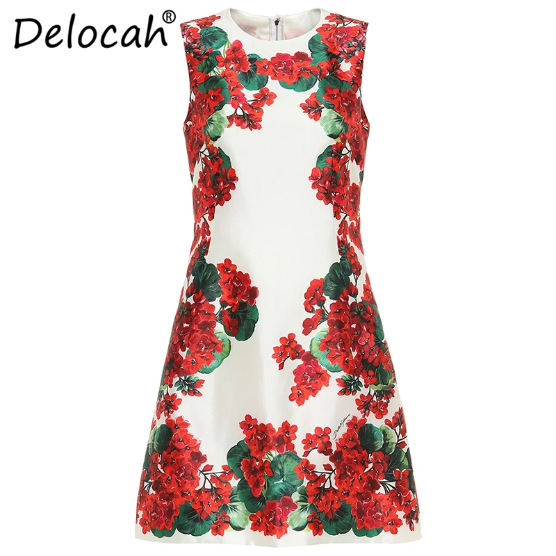 Delocah, осенне-зимнее женское платье, подиумное, модное, дизайнерское, без рукавов, великолепное, с кристаллами, с бисером, с цветочным принтом, тонкие платья
