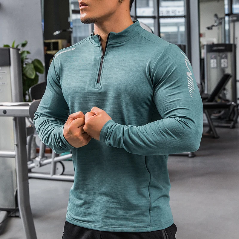 Camiseta de compresión Dry Fit para hombre, ropa deportiva ajustada de larga para Fitness, correr, gimnasio, Fútbol|Camisetas correr| - AliExpress