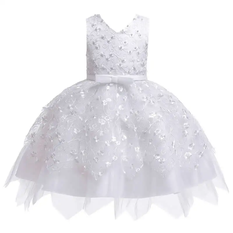 Girls Party Dress A Праздничное платье с цветочным рисунком для маленьких девочек; торжественный костюм для малышей; свадебное платье с цветочным принтом для девочек; кружевное бальное платье без рукавов с цветочным принтом - Цвет: Girls Party Dress A