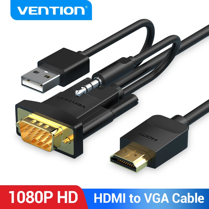Vention HDMI Ke VGA Kabel HDMI Laki laki Ke VGA Laki laki Kabel Audio Video  Converter 1080P untuk PC TV Kotak Proyektor VGA Ke HDMI Kabel|HDMI Cables|  - AliExpress