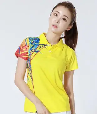 11922 women yellow Новинка рубашка для бадминтона Мужчины/Женщины с коротким рукавом быстросохнущая футболка для тенниса, настольный костюм для тенниса jersyes соревновательная одежда - Цвет: 11922 women yellow