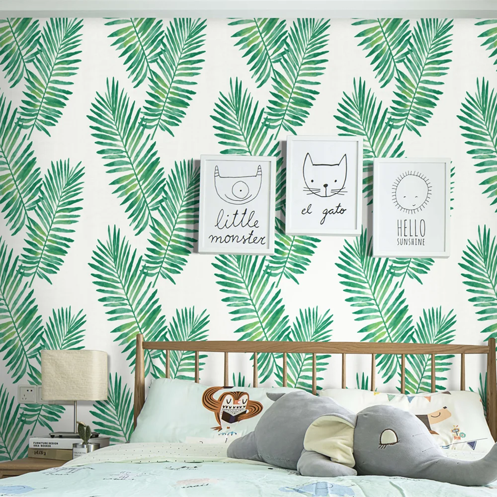 

1M/3M/6M Vinyl Self Adhesive wallpaper Tropical Palm Peel and Stick Removable Green Contact Paper For Kidroom Bedroom Home Decor