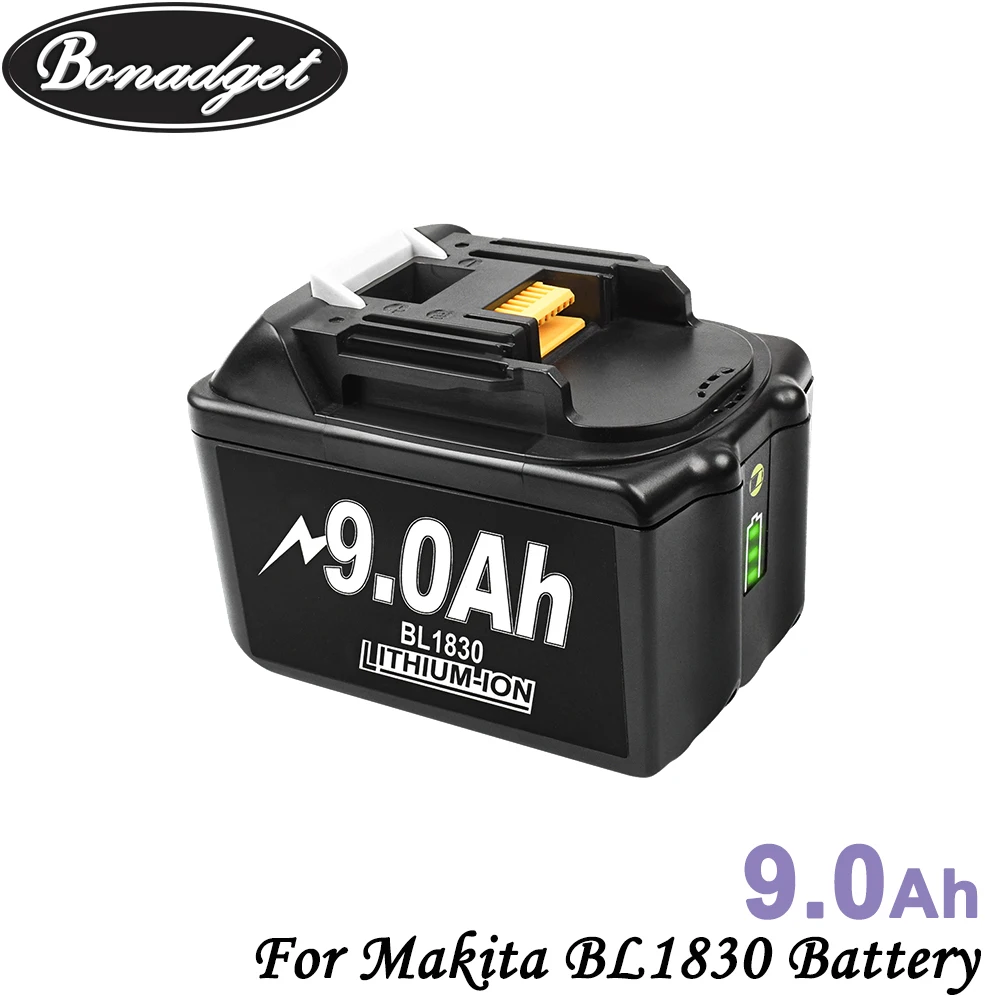 Bonadget перезаряжаемая литий ионная батарея 18 в 9000 мАч для Makita BL1830 BL1815 BL1860 BL1840 194205 3