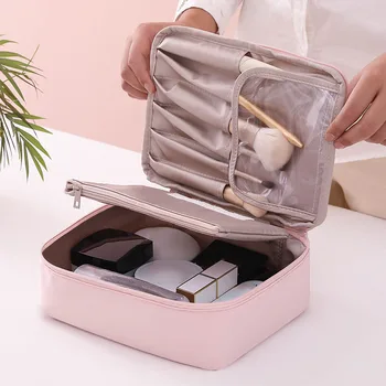 

Women Makeup Bag Travel Cosmetic Case Multi-functional Make Up Storage With Zipper Travel Wash Bag Portable Toiletries Organizer