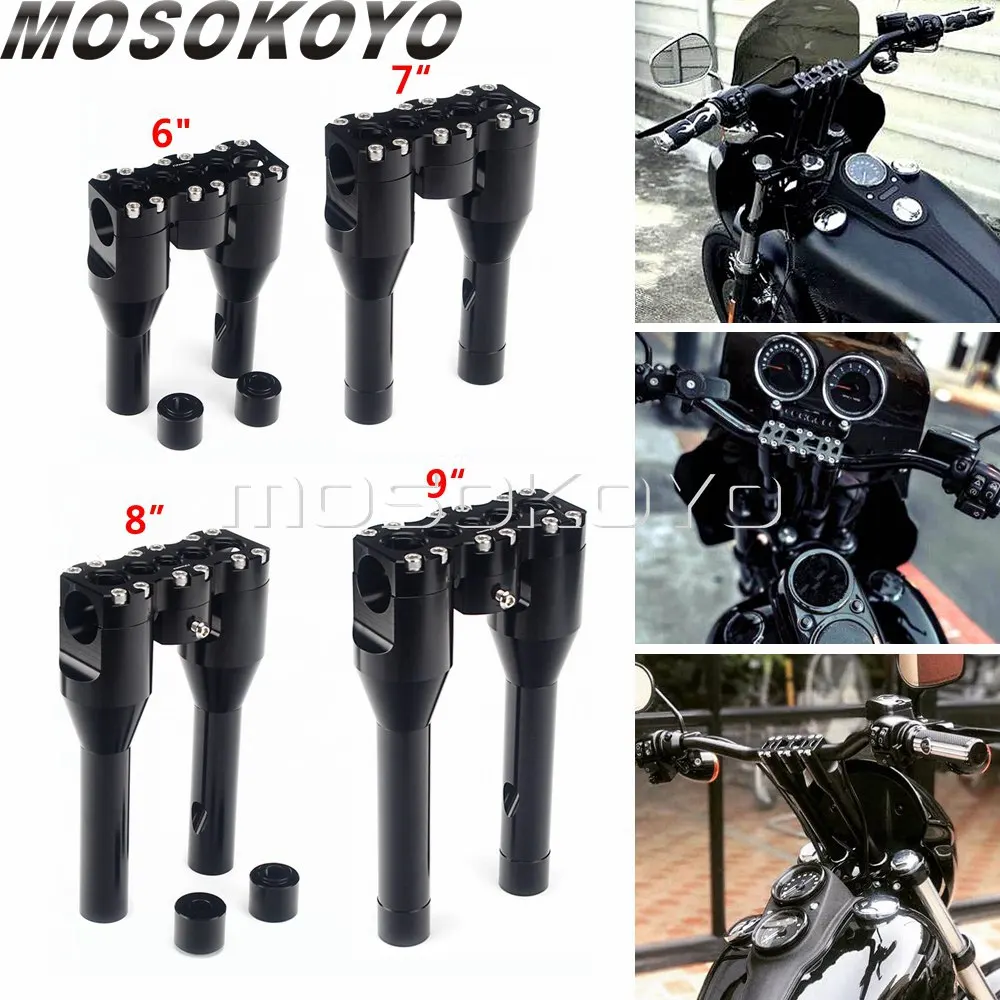 

Для Harley Bobber Cafe Racer Sportster Custom Aluminum 6 "7" 8 "9" Rise 1-1/4 "Руль Riser 32 мм для кроссового питбайка мотоцикла