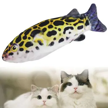 

Catnip Simulation Pufferfish Fish Cat Playing Chew Toy Electric Rechargeable Teeth Cleaning Interactive Soft Plush Thick