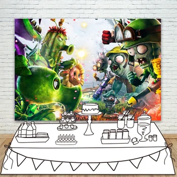 

Plants and Zombies Party Background for Photography Happy Birthday Newborn Plants Versus Zombies Backdrop for Kids Baby Shower