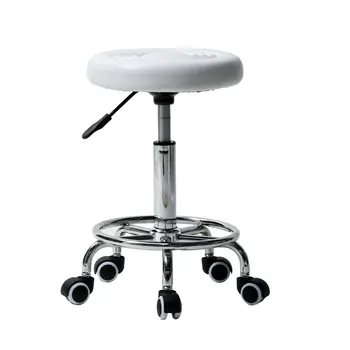 

5 Casters 360 Degree Rotating Round Stool with Lines Rotation Bar Stool PU Leather Sponge Easy to move TP899