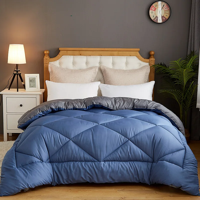 

Winter Thicken Comforter Pure Color Thicken Duvet With Stuffing Patchwork Quilt Warm Winter Bed Cover Grey Bedset 220*240cm CF2