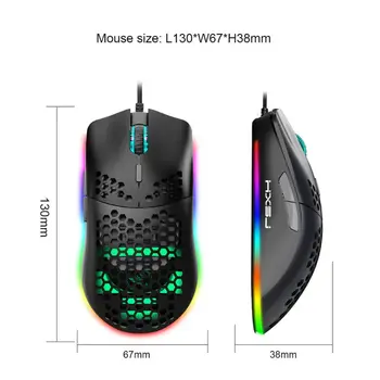 

2020 New 6400DPI 6 Buttons USB Wired Honeycomb Hollow Mouse Hollow-out RGB Gaming Mice