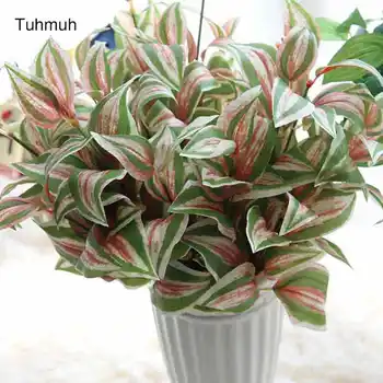 

6 Heads Silk Cloth Eyebrow Leaf Plant Bouquet Tree Branches Fake Leaves Flower Home Garden Decoration Vase Arrangement 9pcs