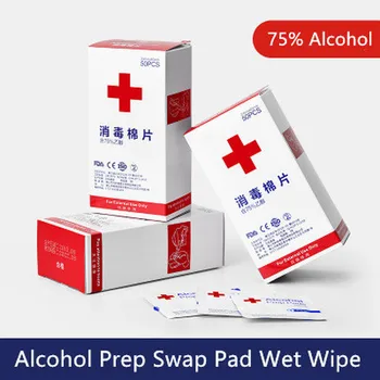 

50pcs/Lot Alcohol Prep Swap Pad Wet Wipe For Antiseptic Skin Cleaning Care Jewelry Mobile Phone Glasses Clean Tool Alcohol Pads