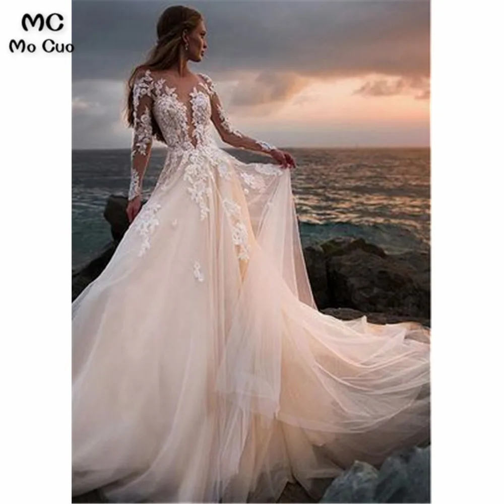 Sheer lace wedding dress Clearance