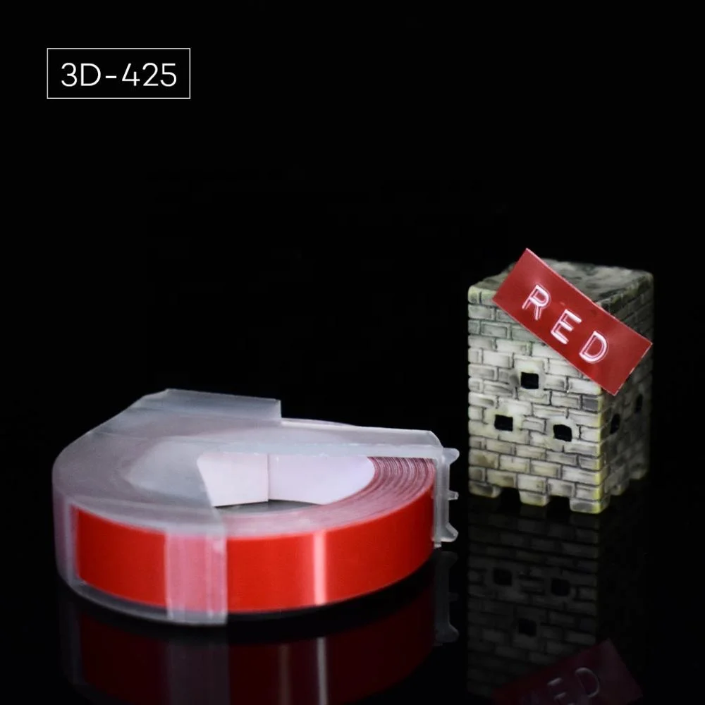 1 рулон 6/9/12 мм 3D для тиснения, из ПВХ этикетки ленты совместимый с dymo 1610 1880 12965 ручной принтеры этикеток для Motex E101 этикетка производители - Цвет: red