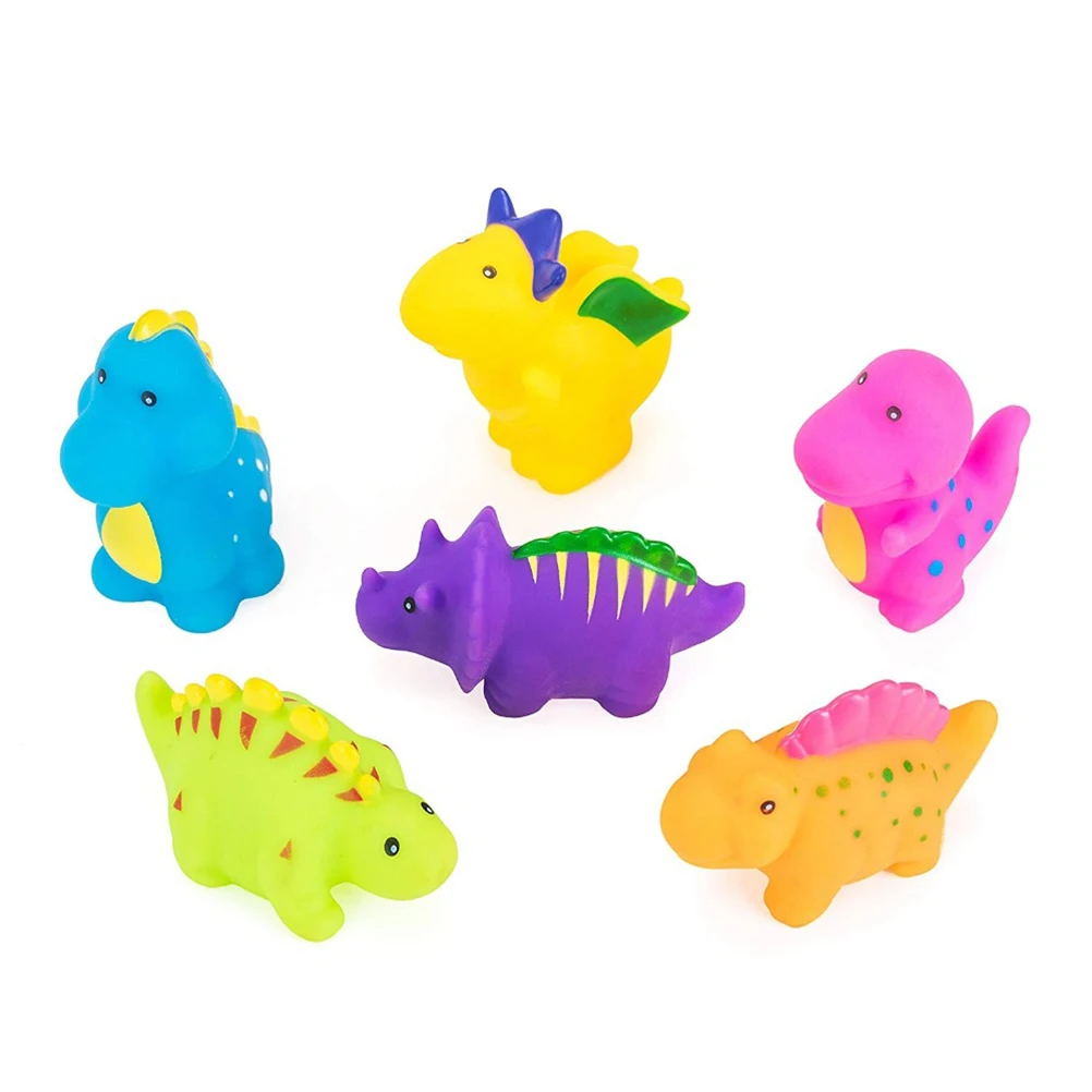 Игрушки для ванной, игрушки для ванной, для детей, резина, 6 шт., силиконовый динозавр, Детские Игрушки для ванны, милые животные, водный душ, забавная игрушка#20