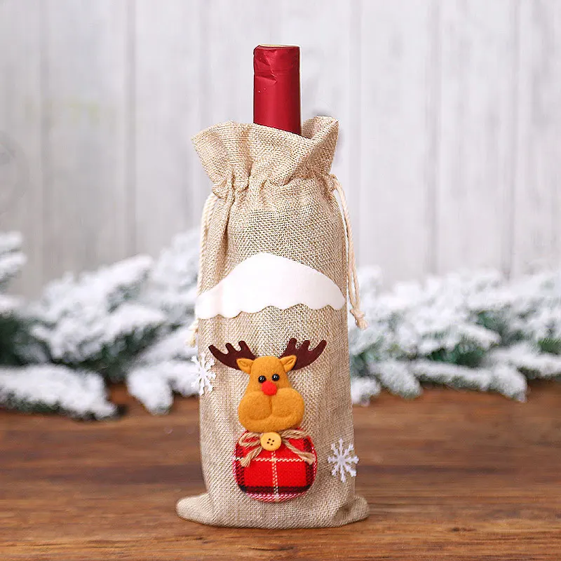 Navidad/Новинка года; Рождественская бутылка для вина; пылезащитный чехол; рождественские украшения для дома; Noel Deco; вечерние праздничные украшения - Цвет: Gray Elk-0