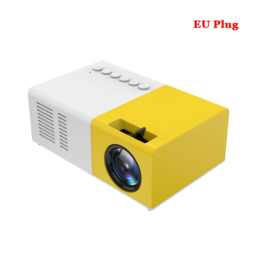 EU Plug J9 Мини проектор HD домашний проектор для кинотеатра Поддержка 1080P AV USB Micro SD карта USB портативный карманный проектор с европейской вилкой и YG-300 - Цвет: EU Plug