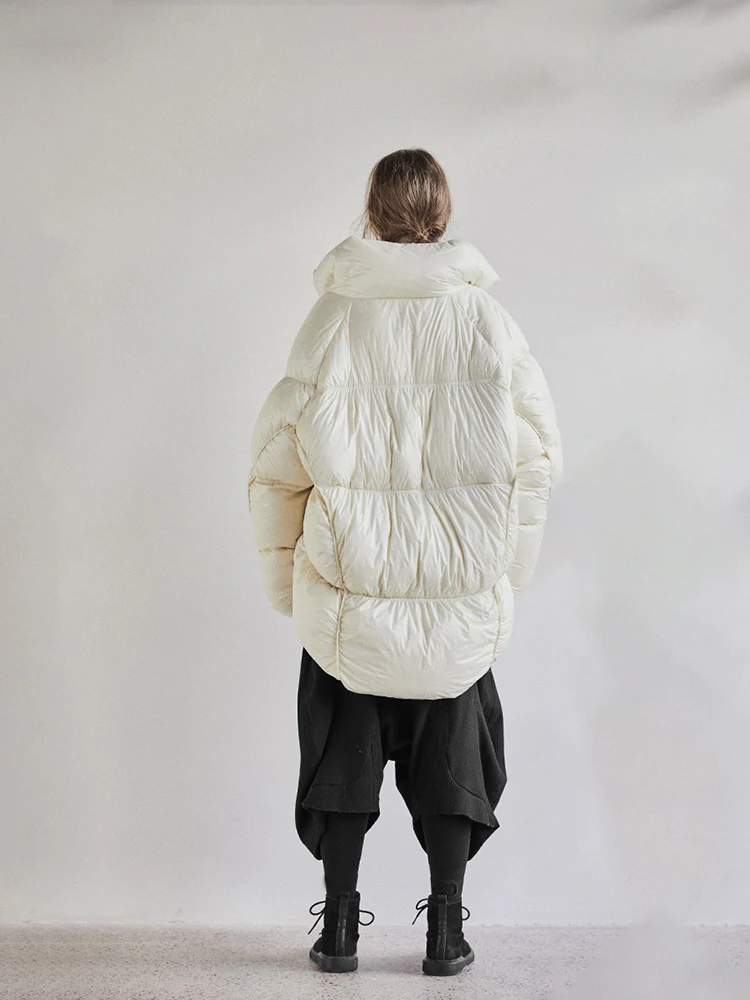 Зимнее толстое теплое Свободное пальто с белым утиным пухом, женское модное повседневное пуховое пальто со стоячим воротником F332
