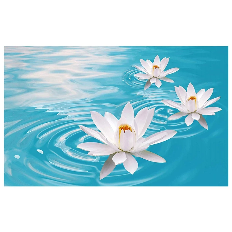 

DIY 5D Painting with Diamonds Full Drill Diamond Art Kit Square Rhinestone Embroidery By Numbers for Wall Decor Water Lilies 11.