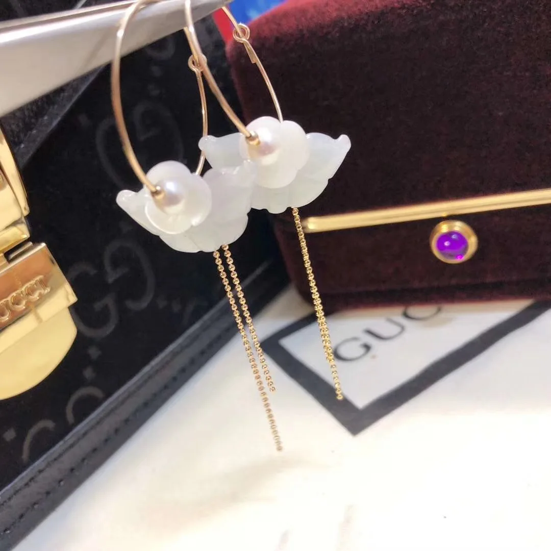 

Butterfly Home Smart Fresh Fashion Tassels 14k zhu jin 3-4 round Glare Virgine Pearl Earring Qres6k6abe