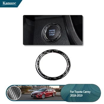 

Car styling Carbon Fiber 3D Sticker of Interior Engine Start Stop Button Ring Cover Panel for For Toyota Camry 2018 2019