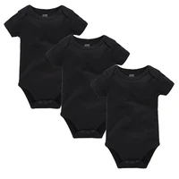 3Pcs Baby Boys Clothes 100%Cotton Solid Black Short Sleeve Blank Baby Bodysuits body bebe  Newborn Jumpsuit Plain 0-24 Months 1