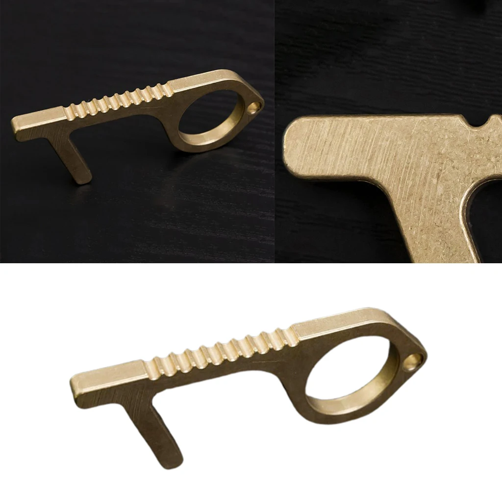  Brass Door Opener Elevator Handle Key Keychain Avoid Touching