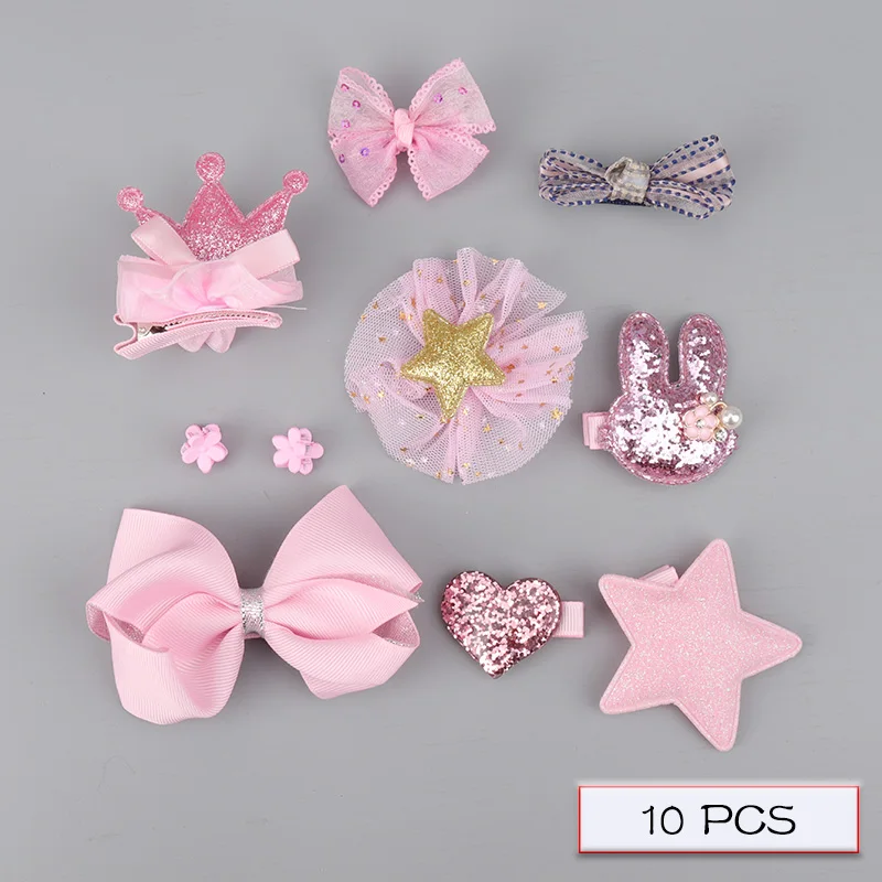 Children's hair accessories set baby hairpin rubber band girl birthday holiday gift cartoon hair accessories grab clip - Цвет: H063-22-A