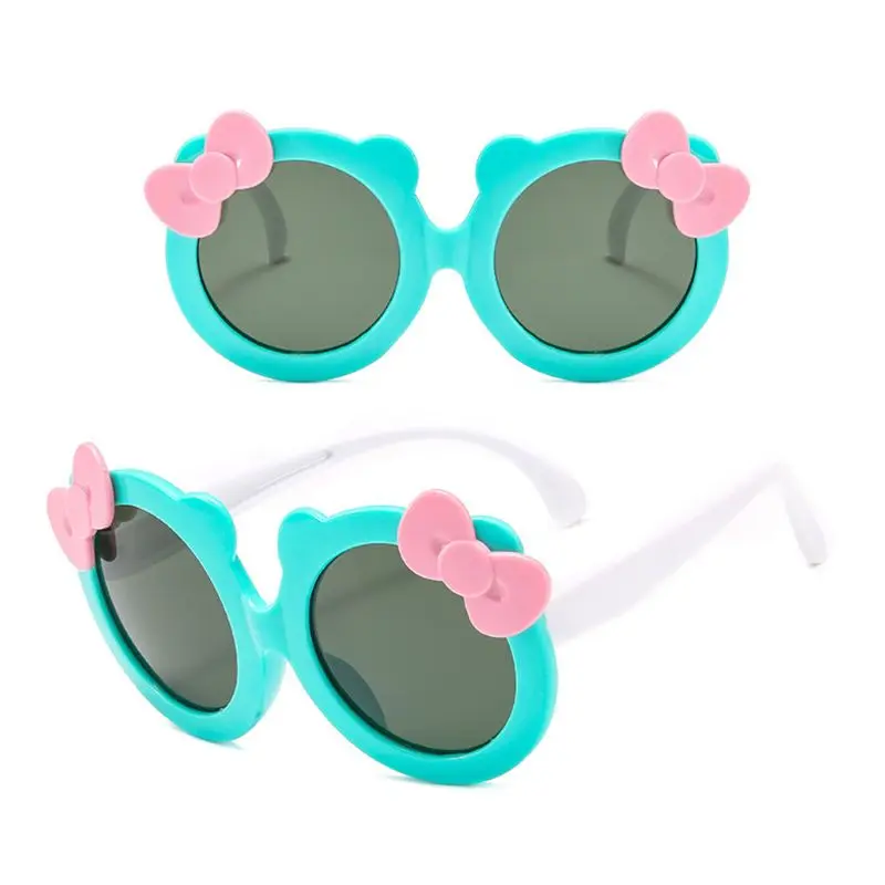 Детские поляризованные солнцезащитные очки для девочек, милые Солнцезащитные очки с бантом, силиконовые защитные очки UV400, детские