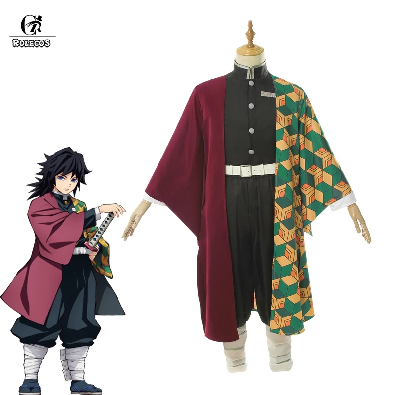 ROLECOS Demon Slayer Tomioka Giyuu Косплей Костюм Аниме Kimetsu no Yaiba Мужчины кимоно костюм полный